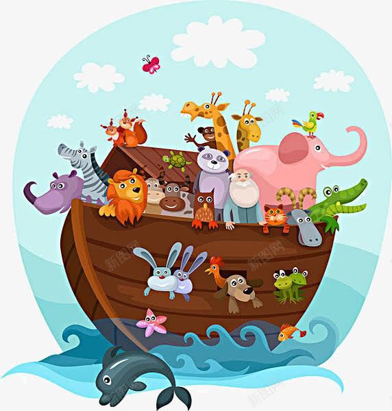 卡通海上的动物png免抠素材_新图网 https://ixintu.com 动物素材 卡通 海上的 轮船