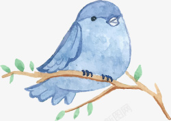 水彩动物蓝色小鸟素材