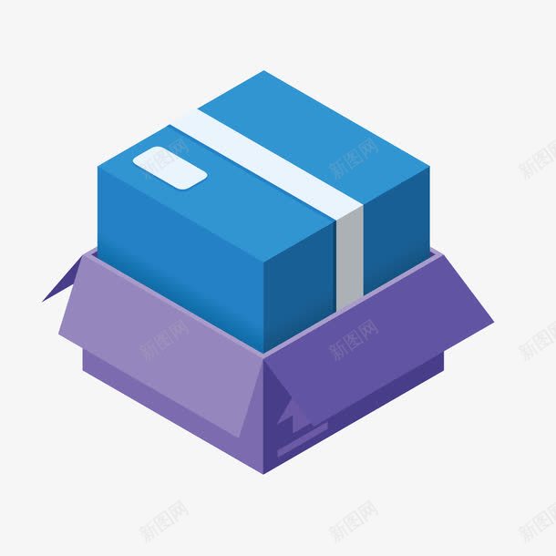 蓝色包裹纸箱png免抠素材_新图网 https://ixintu.com 包裹 纸箱 蓝色