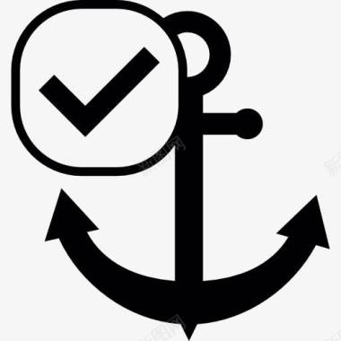 船锚标志与复选标记图标图标