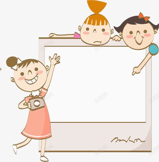 拍照的孩子png免抠素材_新图网 https://ixintu.com 卡通手绘 女孩 孩子 拍照 挥手 水彩 照相 男孩