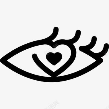 眼睛的女人爱的心状虹膜图标图标