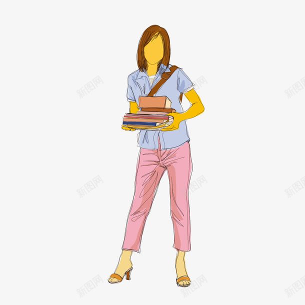 拿着书本的女人png免抠素材_新图网 https://ixintu.com 书本 书籍 女人 拿着