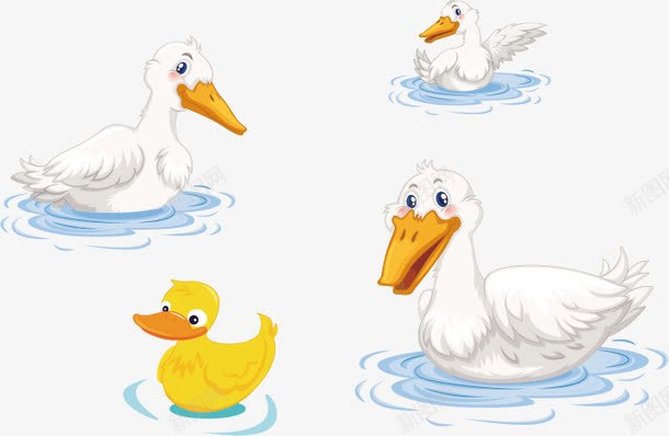 卡通天鹅png免抠素材_新图网 https://ixintu.com 卡通小黄鸭 可爱天鹅 在水面的天鹅 矢量鸭子