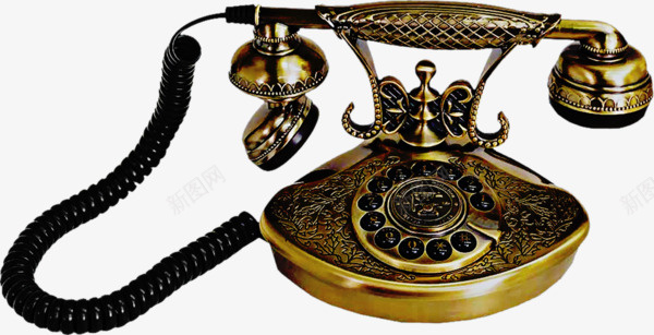 黄色古典电话png免抠素材_新图网 https://ixintu.com 古典 古老 电话 金色