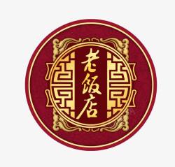 红色中国风金色花纹圆形图腾素材
