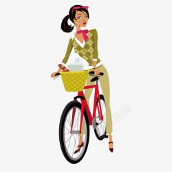 卡通骑自行车女孩素材