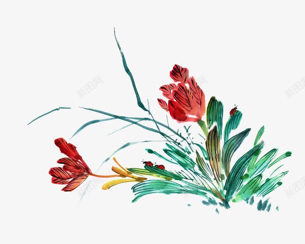 手绘花朵上的七星瓢虫png免抠素材_新图网 https://ixintu.com 七星瓢虫 手绘 花朵