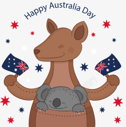 可爱澳大利亚袋鼠矢量图素材
