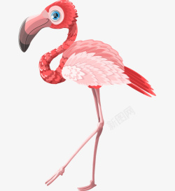 红鹤卡通手绘站立红鹤动物矢量图高清图片