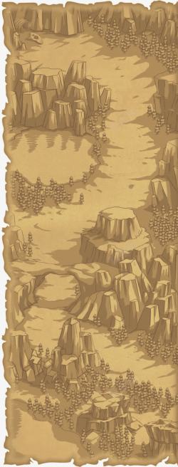 卡通岩石峡谷松树林素材