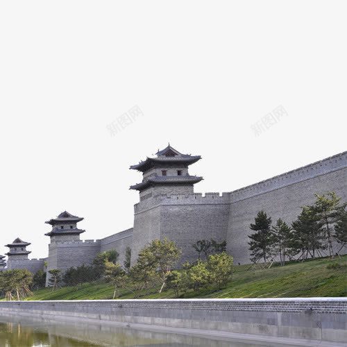 城墙png免抠素材_新图网 https://ixintu.com 古建筑 建筑 植物 河