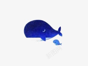 卡通蓝色鲸鱼png免抠素材_新图网 https://ixintu.com 卡通 简约 蓝色 鲸鱼