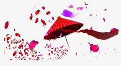 红色花海与伞花海与伞高清图片