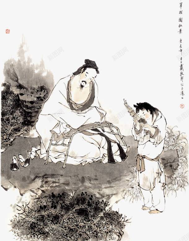 古代人物画png免抠素材_新图网 https://ixintu.com 中国人物画 传统国画人物 写意人物画 道教人物画