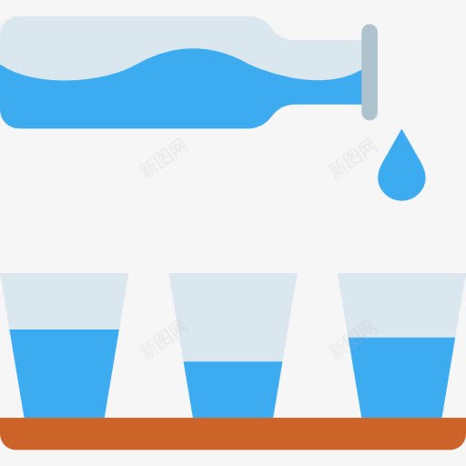 水瓶和水杯png免抠素材_新图网 https://ixintu.com 卡通 水杯 水瓶 蓝色