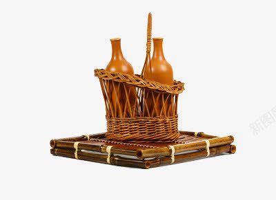 竹篮里的两只棕色的瓷瓶png免抠素材_新图网 https://ixintu.com 棕色 瓶子 瓷瓶 竹篮