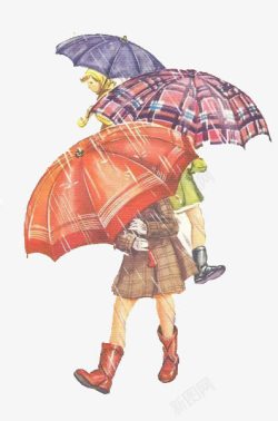 撑伞免扣PNG图下雨漫画高清图片