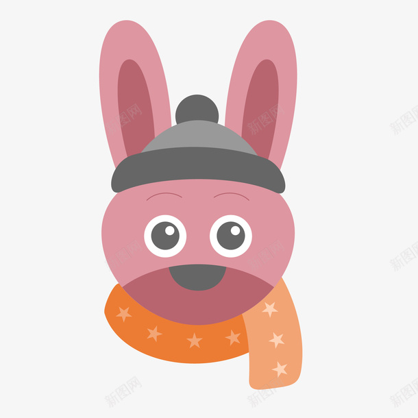 卡通红色的小兔子头像矢量图ai免抠素材_新图网 https://ixintu.com 冬季 动物 围巾 头像设计 小兔子 红色 矢量图