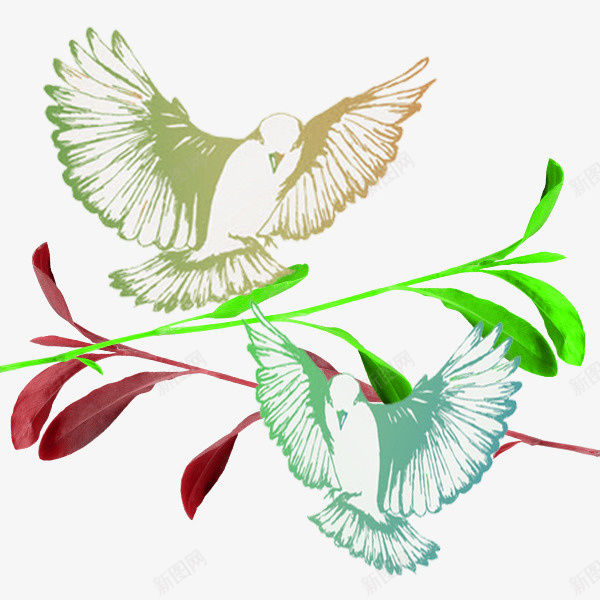 手绘彩色和平鸽psd免抠素材_新图网 https://ixintu.com 和平鸽 彩色和平鸽 手绘 水彩 绘画 美丽 鸽子