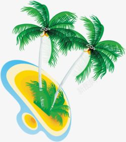 植物卡通插画绿色效果椰子树素材