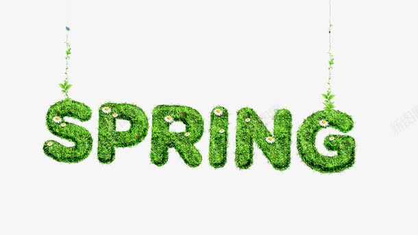 绿色英文springpng免抠素材_新图网 https://ixintu.com spring 文字 春天 绿色 艺术字 英文