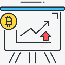 可爱的趋势箭头上升小巧比特币图标高清图片