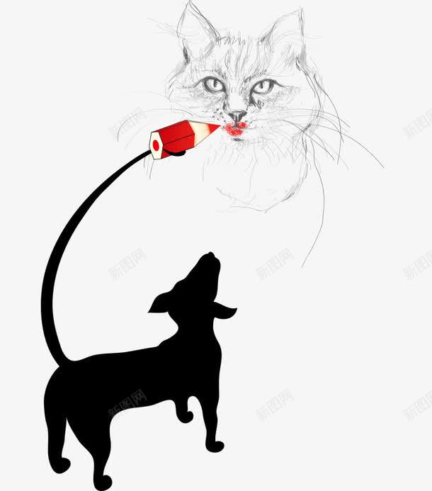 卡通手绘可爱狗画猫png免抠素材_新图网 https://ixintu.com 卡通动物 可爱的狗画猫 可爱的猫 手绘的狗