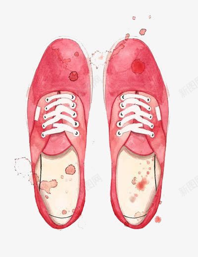 水彩鞋子png免抠素材_新图网 https://ixintu.com 卡通 手绘 水彩 红色 鞋子