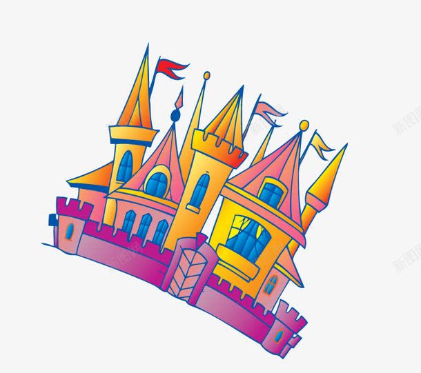 卡通城堡png免抠素材_新图网 https://ixintu.com 卡通 城堡 建筑 游乐园 游乐场