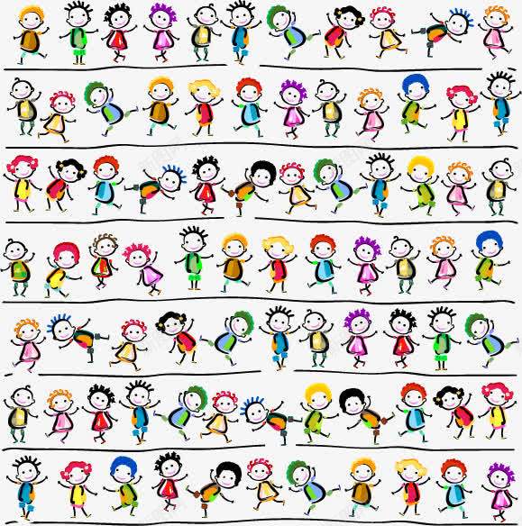 手绘卡通儿童手拉手图案png免抠素材_新图网 https://ixintu.com 儿童 卡通 图案 手拉手 手绘