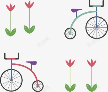 创意扁平卡通小图标自行车图标