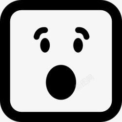 惊讶表情的方脸张开眼睛和嘴巴图标图标