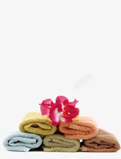 毛巾与花瓣素材