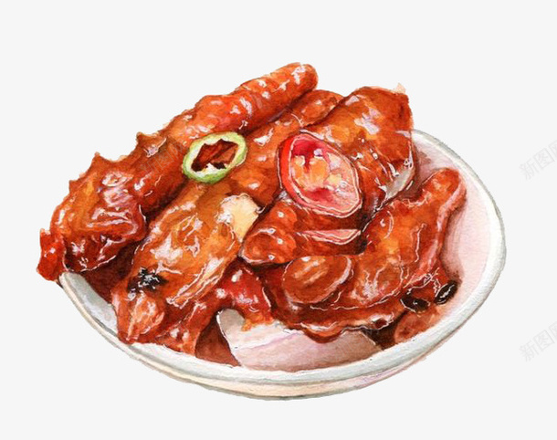 水彩食物png免抠素材_新图网 https://ixintu.com 卡通 彩色 手绘 水彩 红烧肉 红色 装饰 食物