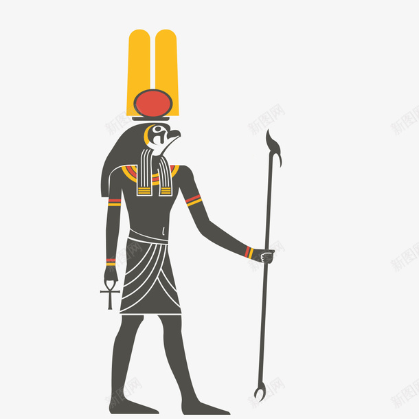埃及狗头神png免抠素材_新图网 https://ixintu.com 传统文化 卡通 古国 埃及 埃及图腾人像 埃及文化 平面 手绘 狗头神