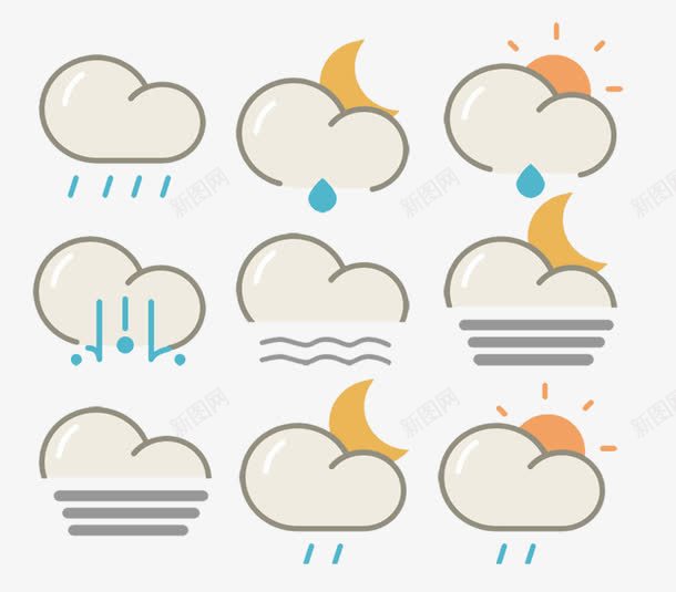 下雨天面图标png_新图网 https://ixintu.com 下雨 刮风下雨 图标 大雾 简易