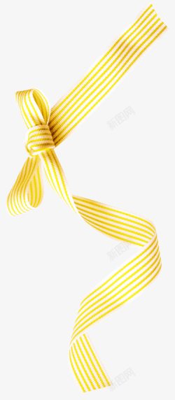 黄色条纹蝴蝶结彩带素材