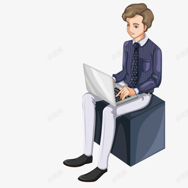 坐在箱子上上网的男子png免抠素材_新图网 https://ixintu.com 上网 男子 箱子