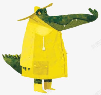 穿黄色雨衣的鳄鱼先生png免抠素材_新图网 https://ixintu.com 卡通手绘 鳄鱼先生 黄色雨衣
