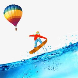 冲浪海边热气球背景装饰图案素材