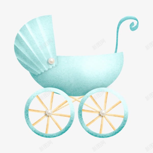 蓝色婴儿车png免抠素材_新图网 https://ixintu.com 卡通 婴儿 婴儿车 手绘 车子