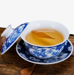 蓝色的茶具盖碗素材