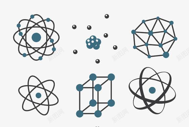 Atomnium图标设置psd_新图网 https://ixintu.com 不规则 分子 图标 蓝黑色