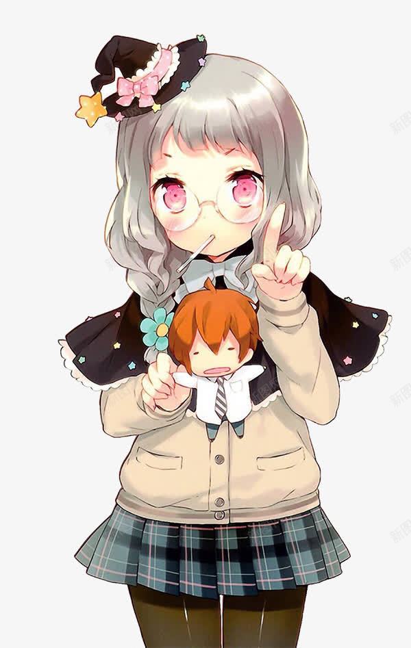 美丽的小女子png免抠素材_新图网 https://ixintu.com 卡通 大眼睛 小女孩 拍照 灰头发