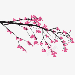 手绘中国画粉色桃花矢量图素材