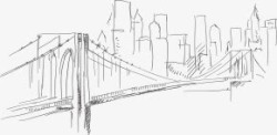 黑色手绘城市大桥创意素材