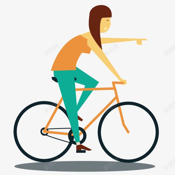 骑单车png免抠素材_新图网 https://ixintu.com 单车 女性 绿色出行 脚踏车