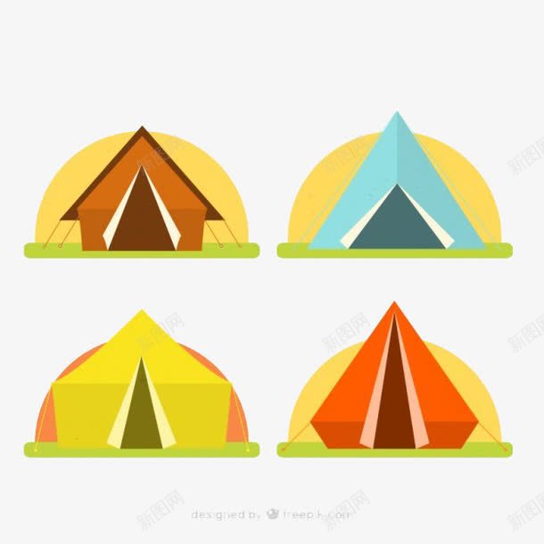 在平面中设置的彩色野营帐篷png免抠素材_新图网 https://ixintu.com 帐篷 平面设计 彩色 野营