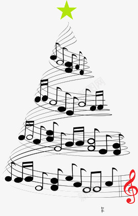 音乐飘扬图标png_新图网 https://ixintu.com 圣诞节 符号 绿色的星星